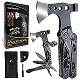 Camping Zubehör 16 in 1 Multitool Geschenke für Männer Vatertagsgeschenk für Papa, Survival Gear mit Axt Hammer Zange Säge Schraubendreher Flaschenöffner Pfeife & Tragbare Tasche zum Wandern, Jagen