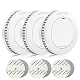 RUNIDUR 3er Rauchmelder Set Ohne Fehlalarme, Feuermelder ohne Blinken zum Kleben, Brandmelder 10 Jahren Batterie, Weiß