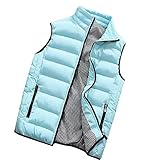 Gepolsterte Weste, warme Herrenweste, leichte Pufferweste, leichte Weste, Bodywarmer für Herbst und Winter, warm, ärmellos, Mantel, Oberbekleidung, Reißverschlusstasche, winddicht, ärmellos, hellblau