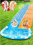 JOYIN 685 cm Rutsche und Wasserrutsche mit 2 Bodyboards, Rasen-Wasserrutsche mit eingebautem Sprinkler für Sommer-Wasserspaß im Garten für Kinder und Erwachsene