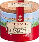 Le Saunier de Camargue Fleur De-Sel in 125 g Dose, Premium Meersalz aus Süd-Frankreich, Ideal als Finishing von Speisen