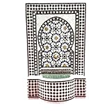 Marrakesch Gartenbrunnen Zimmerbrunnen aus original marokkanische Mosaik 128 cm Gross | Brunnen als Gartendeko Terassendeko & Balkon Deko | Springbrunnen Inkl. Pumpe für entspannenden Wasserfall