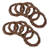 UKCOCO 10Stücke Rattan Kranz für Weihnachten Natürliche DIY Rattan Hoops für Tür und Fensterdekoration Getrocknete Rebe Kränze Hängende Ornamente für Festliche