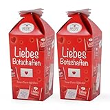 Heidel Liebesbotschaften – Vollmilchschokoladen-Täfelchen (150 g), 30 Mini-Täfelchen – mit Liebesbotschaften – Geschenkidee für Männer & Frauen zu Geburtstag, Valentinstag & als Dankeschön
