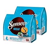 Senseo Kaffeepads Entkoffeiniert / Decaf, Reiches Aroma, Intensiv & Ausgewogen, Kaffee, neues Design, 2er Pack, 2 x 16 Pads