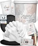 3D Handabdruck Set für Paare Made in Germany mit Sockel Gipsabdruckset Hände Jahrestag Geschenk für Ihn, Pärchen Geschenke Gips Handabdruck Set Geschenk für Sie und Ihn, Gipsabdruck Hände Paar