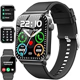 Donerton Smartwatch Herren Damen mit Telefonfunktion/Message Reminder, 1,85' Smart Watch, 112+Sportmodi IP68 Wasserdicht Sportuhr, Fitnessuhr mit Puls-Schlaf-Monitor Schrittzähler, Uhr für Android iOS