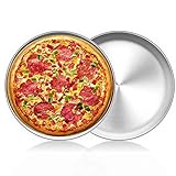 JUMRHFAN 2PC Backofen aus Edelstahl Steel Rundes Pizza-Backblech, Antihaft-Aluminium-Backgeschirr für Restaurants und hausgemachtes Pizza-Backen, spülmaschinenfest (20 CM)