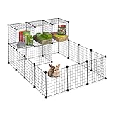 Relaxdays Freilaufgehege für Kleintiere, erweiterbares DIY Stecksystem, HxBxT: 72 x 145 x 110 cm, Metallgitter, schwarz