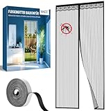 Magnet Fliegengitter Balkontür 90x210cm | Insektenschutz Tür ohne Bohren | 3.8cm Breites Klettband Fliegengittertüren, Insektenschutz Balkontür, Für Balkontür/Terrassentür, Schwarz