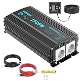 GIANDEL 1500W Wechselrichter Reiner Sinus 12V auf 230V KFZ Spannungswandler Power Inverter mit Fernbedienung und USB Anschlüsse für Wohnmobil LKW Auto