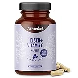 Eisen Kapseln 180 Stück | Eisen aus Curryblatt-Extrakt | Vitamin C aus der Hagebutte | 100% vegan | vom Achterhof