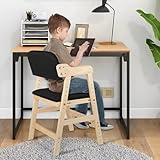 Höhenverstellbar Kinder Hochstuhl, Holz Stuh, Esszimmerstühle mit Rückenlehne, für Haus Esszimmer und Wohnzimmer,Schwarz