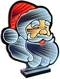 Brandsseller LED Santa Weihnachtsmann Infinity Effekt 28x7x30 cm Timerfunktion beidseitig beleucht Fensterdekoration X-Mas IP20-3 Meter Zuleitung inkl. Ständer für den Innenbereich