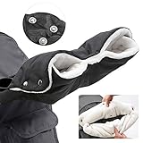 Roysmart Kinderwagen Handschuhe Handmuff mit Fleece Innenseite, Wasserdicht und Winddicht Stroller Handmuff Handwärmer Universalgröße für Kinderwagen, Buggy, Radanhänger (Schwarz)
