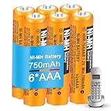 6 Pack NI-MH AAA Akku 1.2v 750mAh HHR-70AAAB Wiederaufladbare Batterien für Gigaset BT Panasonic Kabelloses Heimtelefon