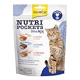 GimCat Nutri Pockets Sea Mix - Knuspriger Katzensnack mit cremiger Füllung und funktionalen Inhaltsstoffen - 1 Beutel (1 x 150 g)