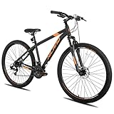 HILAND 29 Zoll Mountainbike MTB Hardtail mit Speichenrädern 482MM Aluminiumrahmen 21 Gang Schaltung Schaltwerk Scheibenbremse Federgabel Herren Damen schwarz