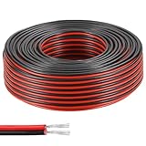 UQTUKO 22AWG Elektrischer Draht, 30 Meter 2-Adriges Kabel 0,3mm² 2 Poliges Silikon Kabel Zwillingslitzen Verzinnter Kupferdraht Flexibler für LED Streifen Elektrisch Verlängerungskabel