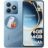 OSCAL Flat 2C Handy Ohne Vertrag Android 14, 6GB+64GB/2TB TF, Octa-Core 6,56' HD+, 5000mAh Akku, 13MP+8MP Kamera, 4G Dual SIM Smartphone Ohne Vertrag Günstig Simlockfreie Handys, GPS/2 Jahre Garantie