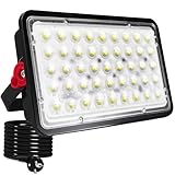 Indmird LED Strahler 100W, Led Strahler Außen mit Stecker 10000LM Aussenstrahler 6500K Kaltweiß led Scheinwerfer IP66 Wasserdicht Led Fluter für Lager Garten Garage Hof