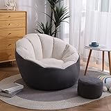 CSstone Bean Bag Sitzkissen Sessel Bodenkissen Aufbewahrungstasche Sitzsack Wohnzimmer Garten (Nur Cover) Bodenkissen Hocker Kinder Sitzsäcke Möbel Kissen Sessel Sofa,Beige Gray Stitching