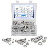 newlng M5 M6 M8 Schrauben Set Schrauben Zylinderschrauben mit Innensechskant Schrauben Muttern und Unterlegscheiben A2-70 Edelstahl 304 Sechskantschrauben 300 Stück