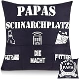 Shoppawhile Papa Geschenk Geburtstag Vatertag Bester Papa der Welt Kissenbezug 45 * 45cm Geschenke für Papa Weihnachten Vatertagsgeschenk Ideen Doppelseitige Zierkissenbezüge mit 3 Taschen