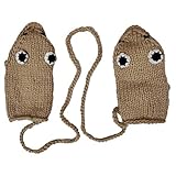 REITINGE Unisex Winter Crochet Strickhandschuhe Cartoon für Frosch Mund Augen Winddicht Warm Ski Vollfinger Fäustlinge mit Schnur