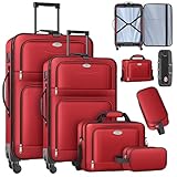 KESSER® Reisekoffer Set 4-teilig | Trolley Kofferset Stoffkoffer mit 3-Ziffern-TSA-Schloss, 360° Rollen & Teleskopgriff | Kosmetiktasche Handgepäck leichter Koffer & große Koffer für Business & Reisen