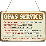 BETESSIN Opa Geschenk Geburtstag - OPAS SERVICE Schild aus Holz - Geburtstagsgeschenk für Opa - Lustige Geschenke für Opa zum Geburtstag und Weihnachten - Vatertagsgeschenke für Opa