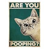 Bist Du Am Pupsen Katze Bild Poster 30X40Cm Lustiges Katzen Leinwand Gemälde Toilette Deko Gäste-Klo Deko Personalisiertes Schild Bathroom Badezimmer Wc Toilette Deko Vintage Hauswand Raumdekoration