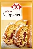 RUF Backpulver, Backtriebmittel für Kuchen, Brötchen, Waffeln und Plätzchen, Abflussreiniger natürlich, Haushaltsmittel zur Reinigung, glutenfrei und vegan, 6x15g