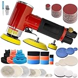 EUMAYES Mini Poliermaschine, 25mm 50mm 75mm Druckluft Exzenterschleifer Kleine Druckluftschleifer Polierer Mit Schleifpapier Polierschwämme Polierpad Polierschleifmaschine Set ​zum Polieren Schleifen