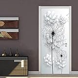 Türtapete Selbstklebend 95X210 Weißes Blumenmuster Türtapete Selbstklebend Türposter Fototapete Türfolie Poster Tapete 3D Türaufkleber Diy Türbild