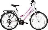 Rezzak 26 Zoll Fahrrad für Mädchen und Damen - Citybike Mit 21 Gang Drehschaltung, RH ca. 47cm, Weiß-Pink -050