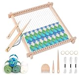 Lindahandel Webrahmen, Holz Webrahmen für Anfänger und Kinder, Anfänger Kinder Webstuhl Set inkl. Strickrahmen 24 x 28cm mit Zubehör, 4 Farben der Garn zum Stricken