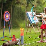 VEVOR Pfeil- und Bogenset für Kinder, Bogenschießset mit LED-Beleuchtung und 10 Pfeilen mit Saugnapf, stehende Zielscheibe, 3 Zieldosen, Outdoor-Spielzeug für Jungen und Mädchen ab 6-10 Jahren