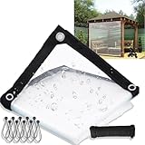 Strapazierfähige, transparente Plane, 396,2 x 701 cm, regenfeste Gartenplane, 396,2 x 701 cm, transparente Polyschuppen