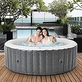 Miweba MSpa aufblasbarer Whirlpool Outdoor Ottoman C-OM061 | Rund ⌀ 204.0 cm - 6 Personen Spa Pool aufblasbar - UV-C Reinigung - Bis 1429 L - 40°C - Fernbedienung - 138 Düsen - TÜV GS