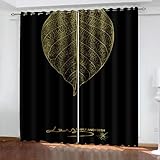 Gualiy Vorhänge Gardinen Schlafzimmer, Vorhang Blickdicht 86x183cm Gold Blatt Vorhang Wohnzimmer 2er Set