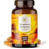 Kurkuma Extrakt - 120 Kapseln - nur eine Kapsel am Tag - mit allen essentiellen Curcuminoiden (Curcumin, Demethoxycurcumin & Bisdemethoxycurcumin) & Markenrohstoff Piperin®