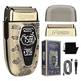 Pongnas Elektrorasierer und Haarschneidemaschine für Herren mit hin- und Hergehenden Dual-Mesh-Köpfen und 3 Geschwindigkeitseinstellungen, LCD-Leistungsanzeige, Vollmetallgehäuse, für