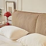 Cord-Kopfteil-Kissenbezug, weich, flauschig, gepolsterte Rückenlehnenstütze für Doppel-, Einzel-, King-Size-Betten, waschbarer Bettkopfabdeckung (120 x 60 cm, Beige)