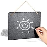 WLWNWFT Schiefertafel zum Beschriften und Aufhängen, Schieferplatte 25 x 20 cm mit Kreide und 2 Schwämmen, wetterfeste Kleine Tafel als Wochenplaner, Einkaufsliste, Küchentafel, ToDo's