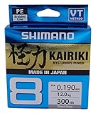 SHIMANO Kairiki 8, 300 Meter, Hellgrau, 0.280mm/29.3kg, 8fach Geflochtene Angelschnur, 59WPLA68R18