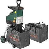 Gardebruk® Leisehäcksler 3100 W max. 44 mm Aststärke Elektrisch 2 x 60 L Auffangbeutel Gartenhäcksler Walzenhäcksler Schredder Häcksler