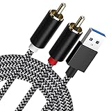 NCGGY USB zu RCA Kabel,3M USB 2.0 Stecker auf 2-Stecker RCA Audio Aux Kabel für PC, Stereo Y Splitter Klinkenadapter, kompatibel mit USB A Laptops, Windows, Desktops und anderen Geräten