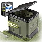 GLAMPmania Campingtoilette ohne Chemie [SEHR STABIL] für Tüten | Platzsparend, Flexibel und Clean | Die Camping WC für Outdoor Camping, Festival, EDC, Zelten | Grün