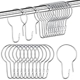 Caianwin 24 Stück Duschvorhang Haken Duschvorhang Ringe Edelstahl Gardinenringe für Duschvorhangstange Kleiderstange 70x40mm(Silber)